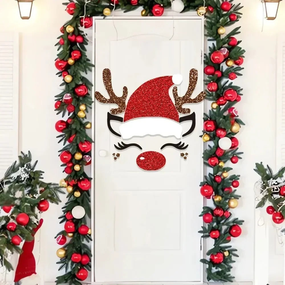 Christmas Door & Window Stickers – Festive Wall Decals for Holiday Home Decoration