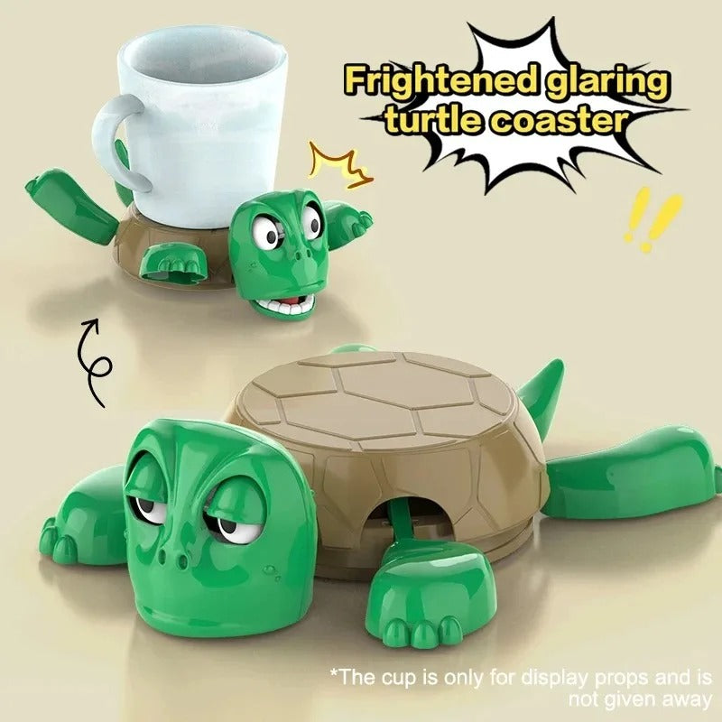 Interactive Squishy Turtle Coaster – Funny Pop-Up Mug Pad, Cute Home & Office Decor, Perfect Gag Gift