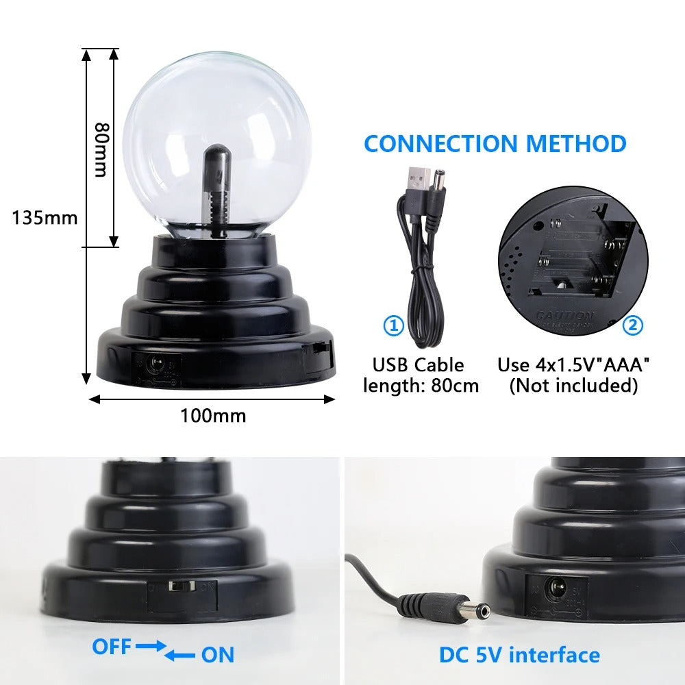 Magic Crystal Plasma Ball Lamp 3/4/5/6/8 Inch LED Night Light
