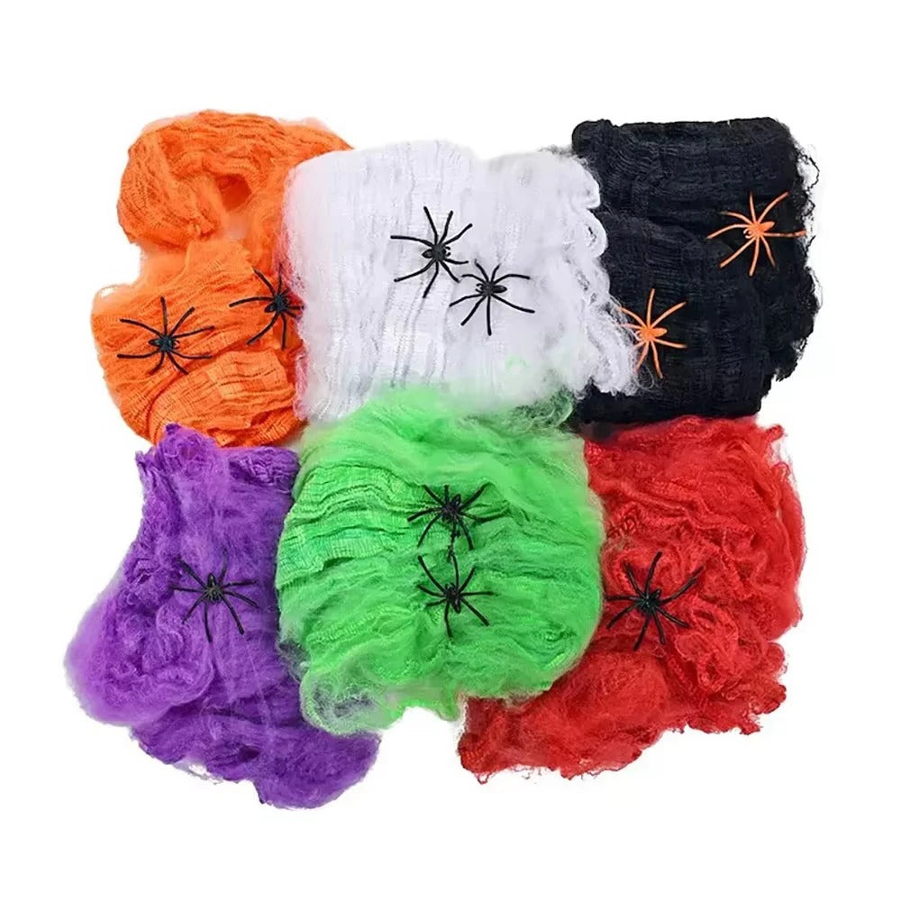 Halloween Artificial Spider Web & Cobweb Decoration – Stretchy Gothic Haunted House Decor