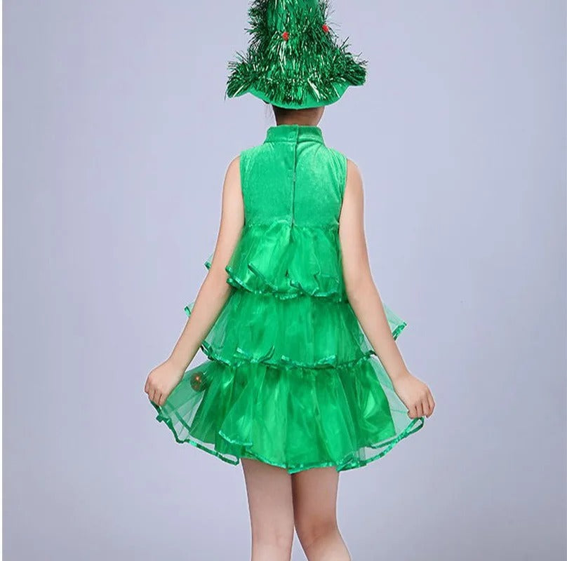 Green Christmas Tree Costume – Funny Festive Dress Up Outfit for Adults & Kids Party