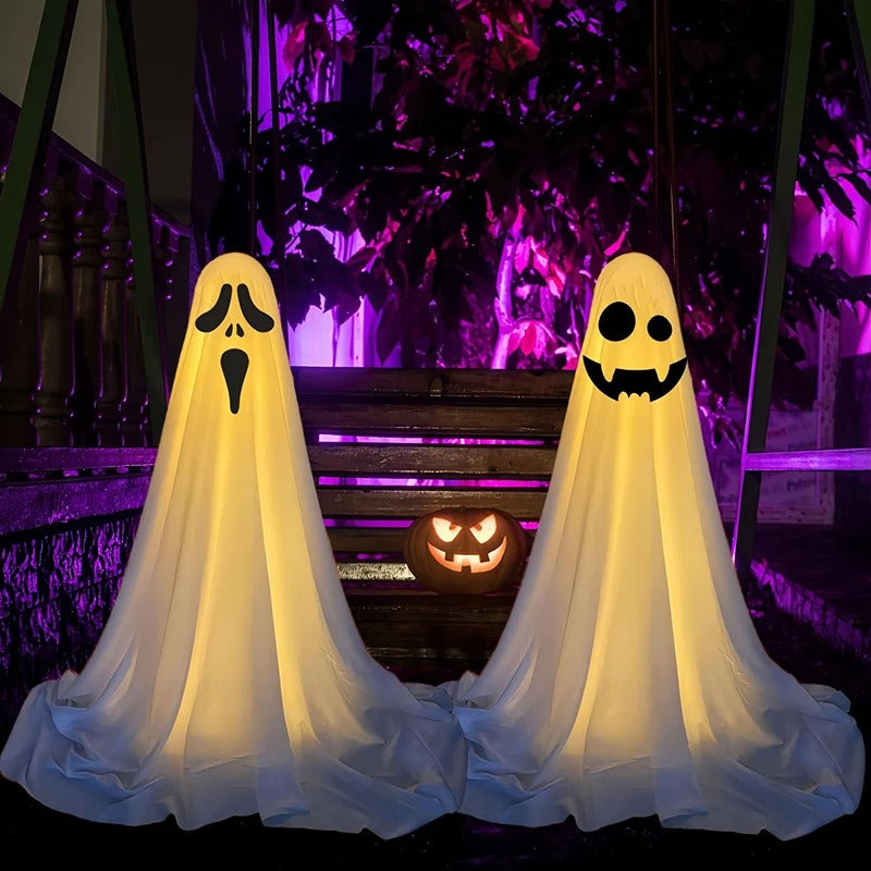 Spooky Ghost Halloween Décor Light – Standing Glowing Ghost Yard & Indoor Decoration