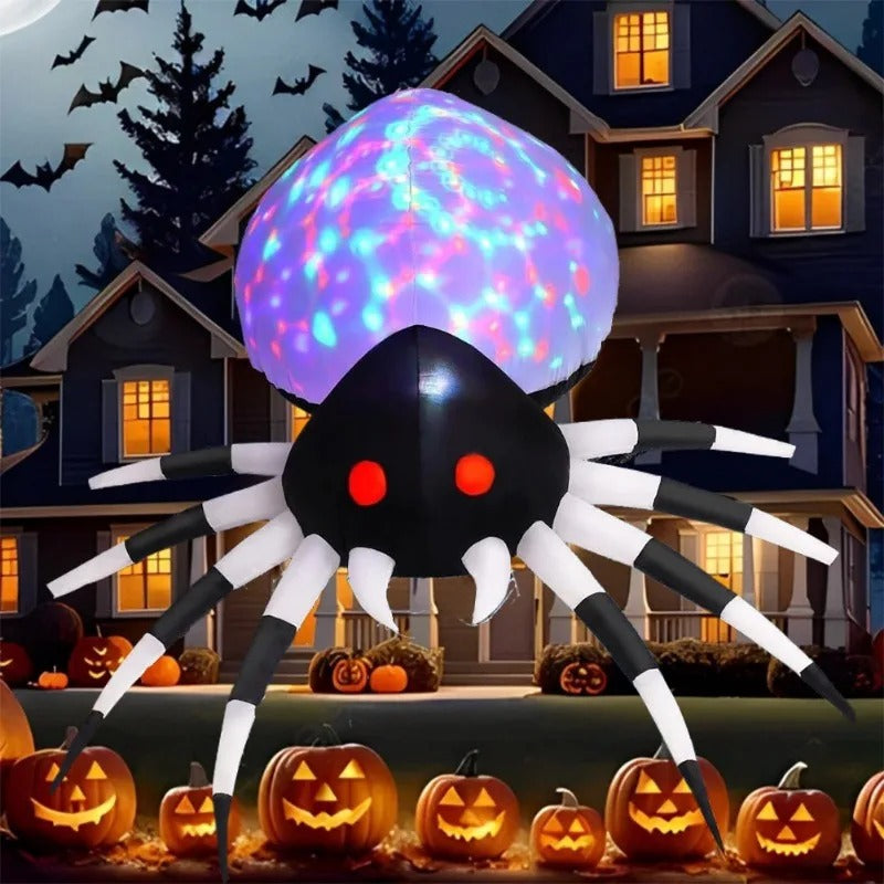 Halloween Inflatable Scary Spider with LED Lights – Luminous Atmosphere Decoration