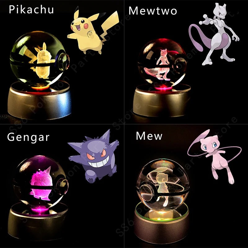 Pokémon 3D Crystal Ball Night Light with Colour-Changing LED Base