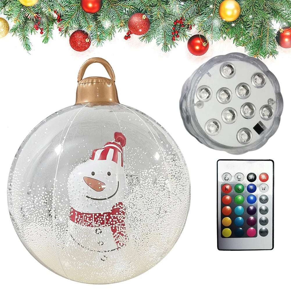 Giant Inflatable Christmas Ball with LED Light – 23.6 Inch Outdoor & Indoor Festive Bauble Decoration