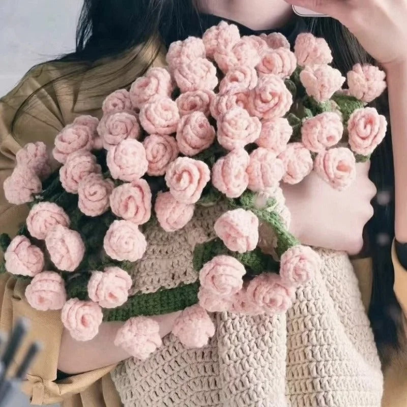 DIY Crocheted Flower Bouquet Blanket Kit – Handmade 100% Cotton Crochet Material Package
