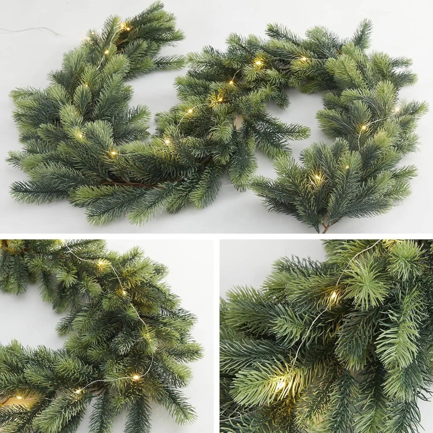 Artificial Pine & Cypress Christmas Wreath – PE Encrypted Rattan Wreath for Festive Door & Wall Decor