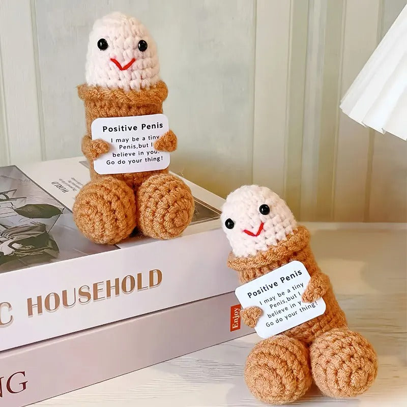 Positive Crochet Doll – Funny Valentine's Day Gift with Card