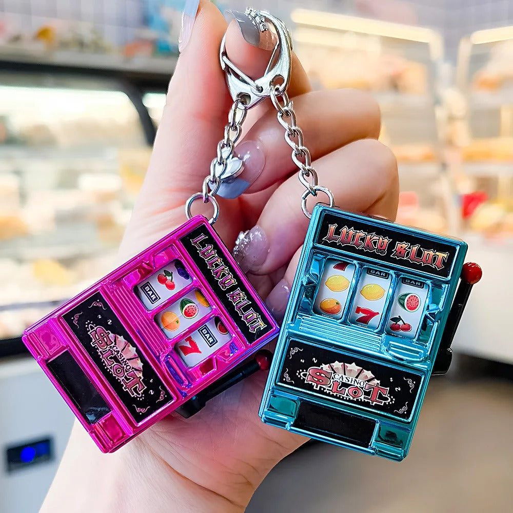 Mini Slot Machine Keychain – Novelty Lucky Charm Keyring Toy for Adults & Gambling Enthusiasts - QuirkyFindsHub