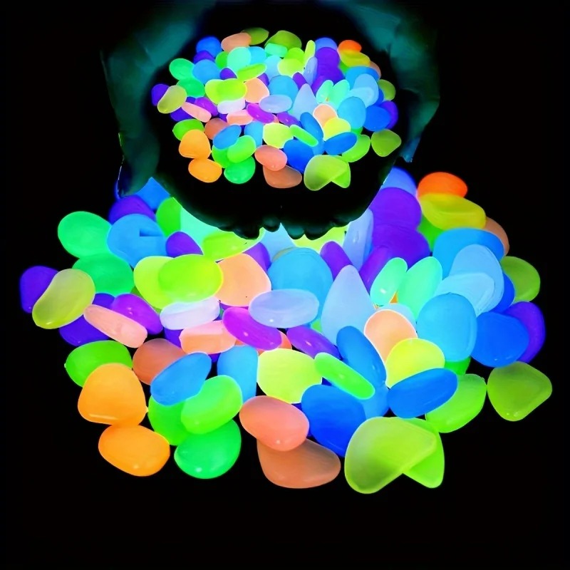 100pcs Glow In The Dark Pebbles | Resin Luminous Stones for Garden & Decor