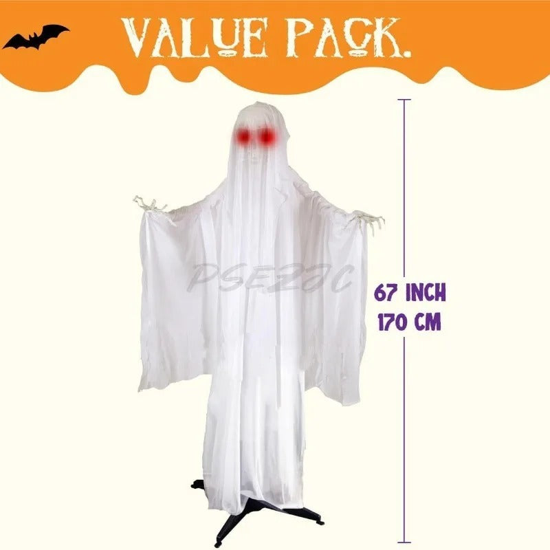 Halloween 1.7m Voice Controlled Luminous Swinging Ghost – Sound Activated Standing Decoration & Party Prop
