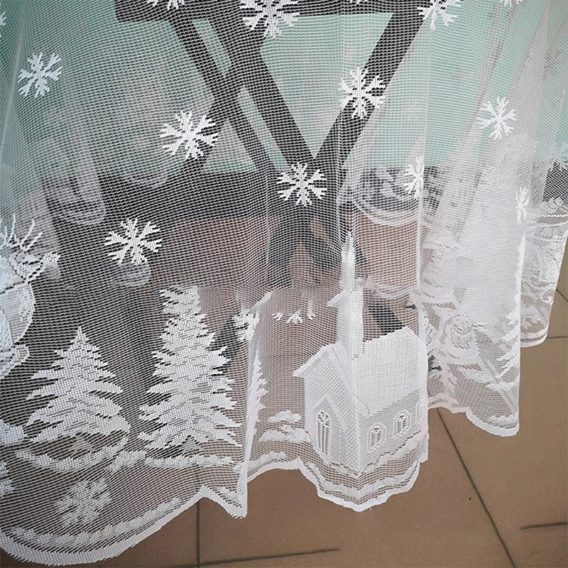White Lace Macrame Tablecloth – Elegant Boho Crochet Table Cover for Dining, Weddings & Home Decor