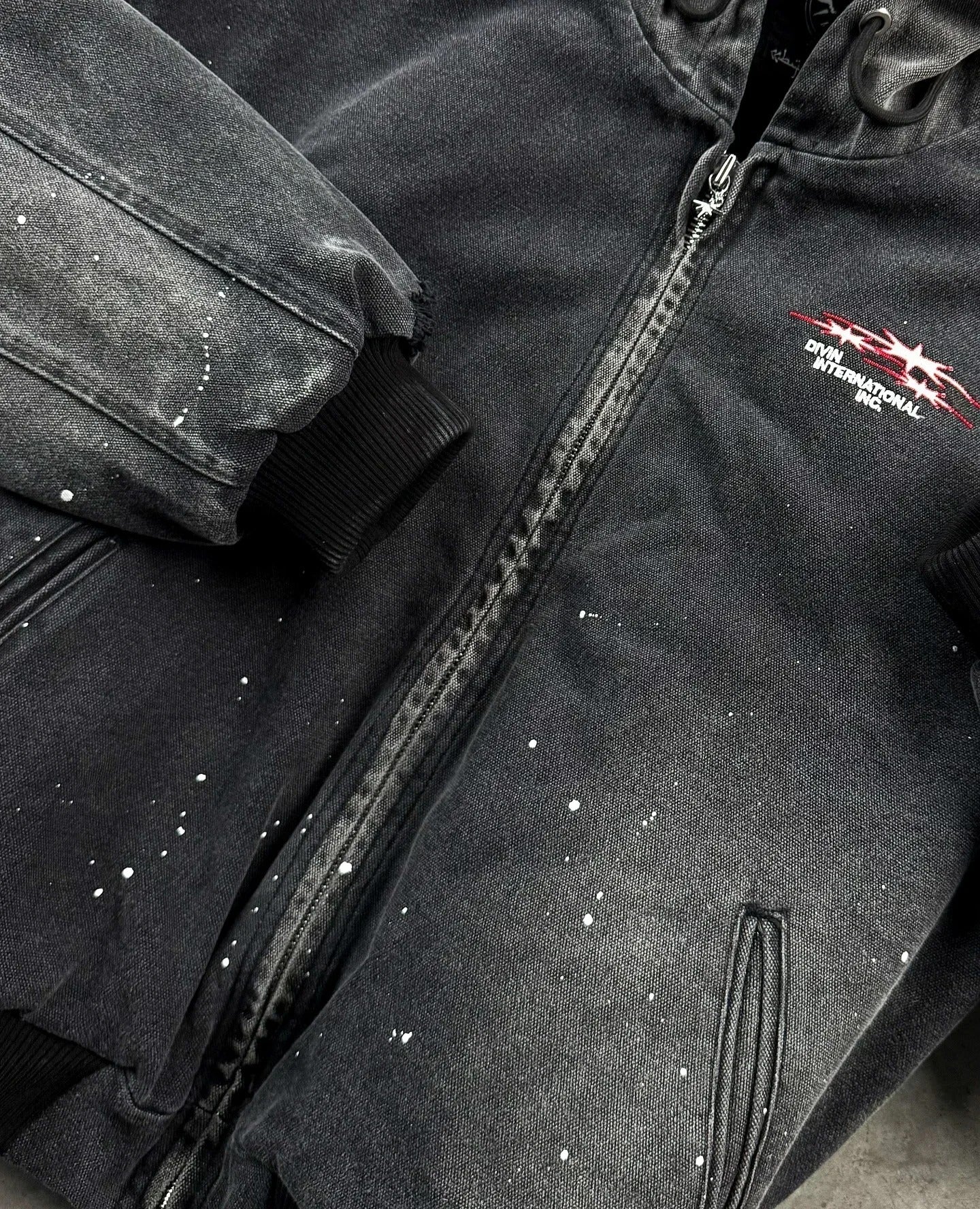Retro Embroidered Washed Zip-Up Hoodie – Gothic Hip Hop Streetwear Jacket for Men