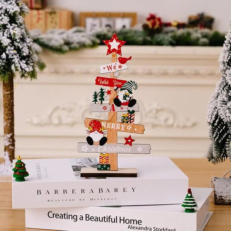 Desktop Christmas Tree & Santa Claus DIY Wooden Decoration – Festive Desk Ornament & Craft Kit