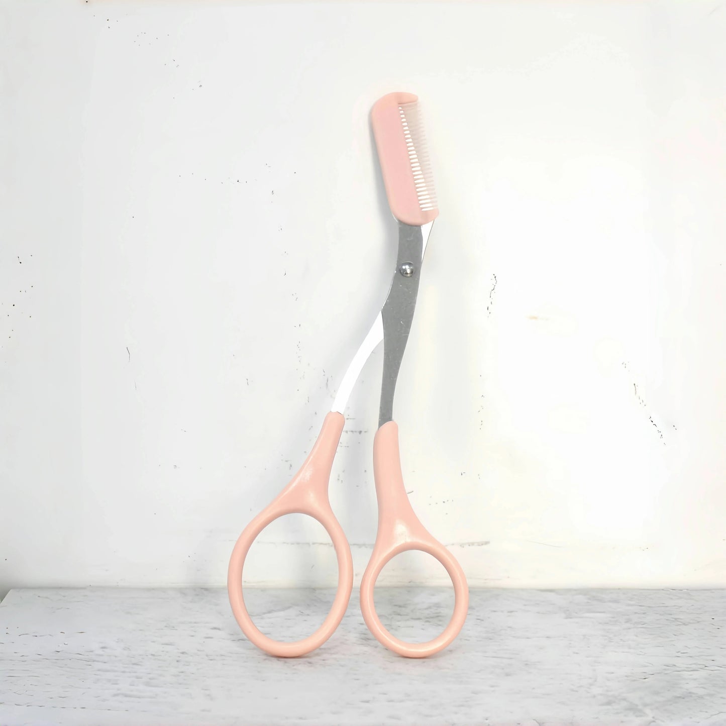 Pink Eyebrow Scissors with Built-In Comb – Stainless Steel Precision Grooming Tool