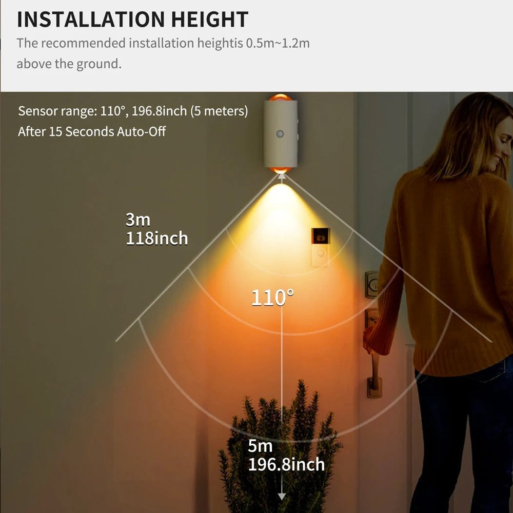 Smart Motion Sensor LED Wall Night Light – Rechargeable RGB & Warm White Magnetic Mount