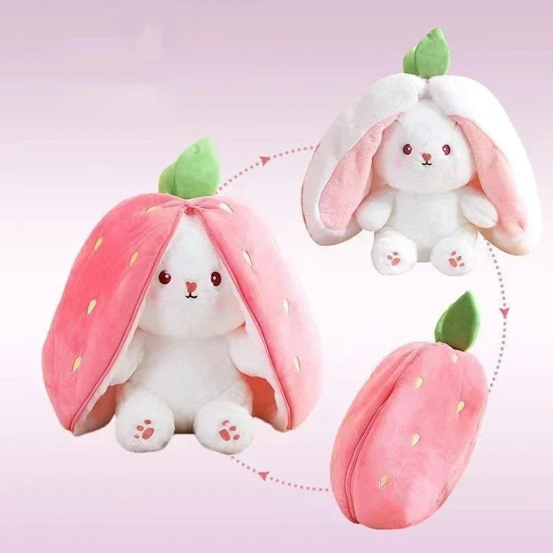 Strawberry Turn Into Rabbit Plush Toy – Reversible Kawaii Stuffed Animal for Kids & Collectors