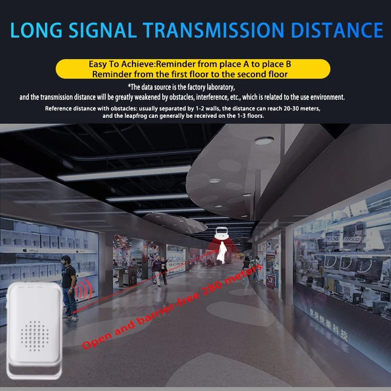 Wireless PIR Motion Sensor Doorbell – 36 Chimes, Welcome Alert & Split Induction Design