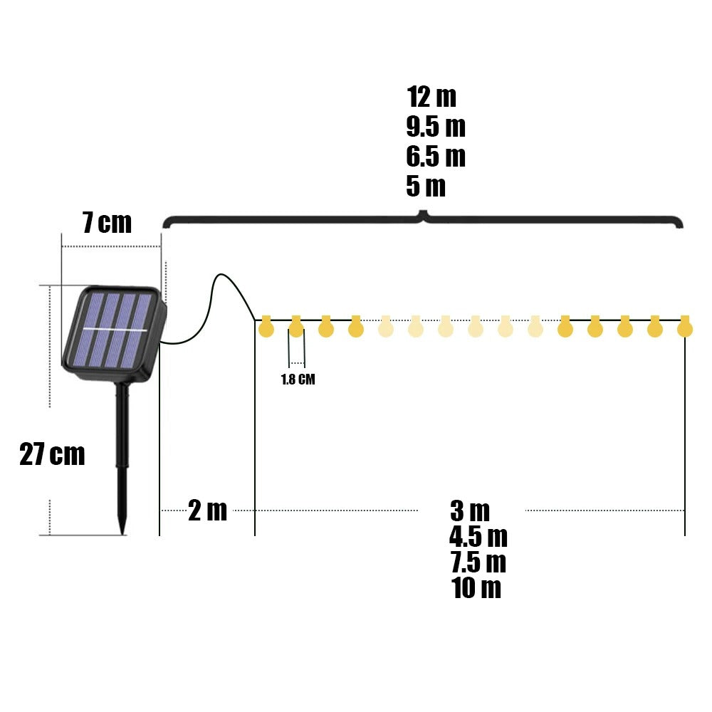 Solar LED Outdoor Fairy String Lights – 20 to 100 LED IP65 Waterproof Garden & Patio Lamps