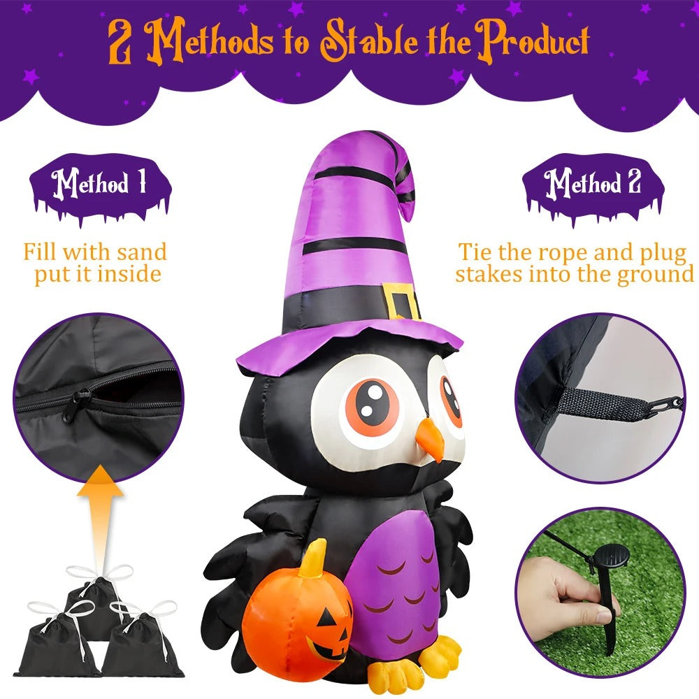 Owl Inflatables Halloween Decorations – Pumpkin Creepy Terror Scary Props