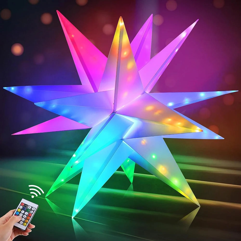 Christmas Tree Topper Star – Shiny LED Light with Bluetooth & USB Power for Festive Tree Decoration