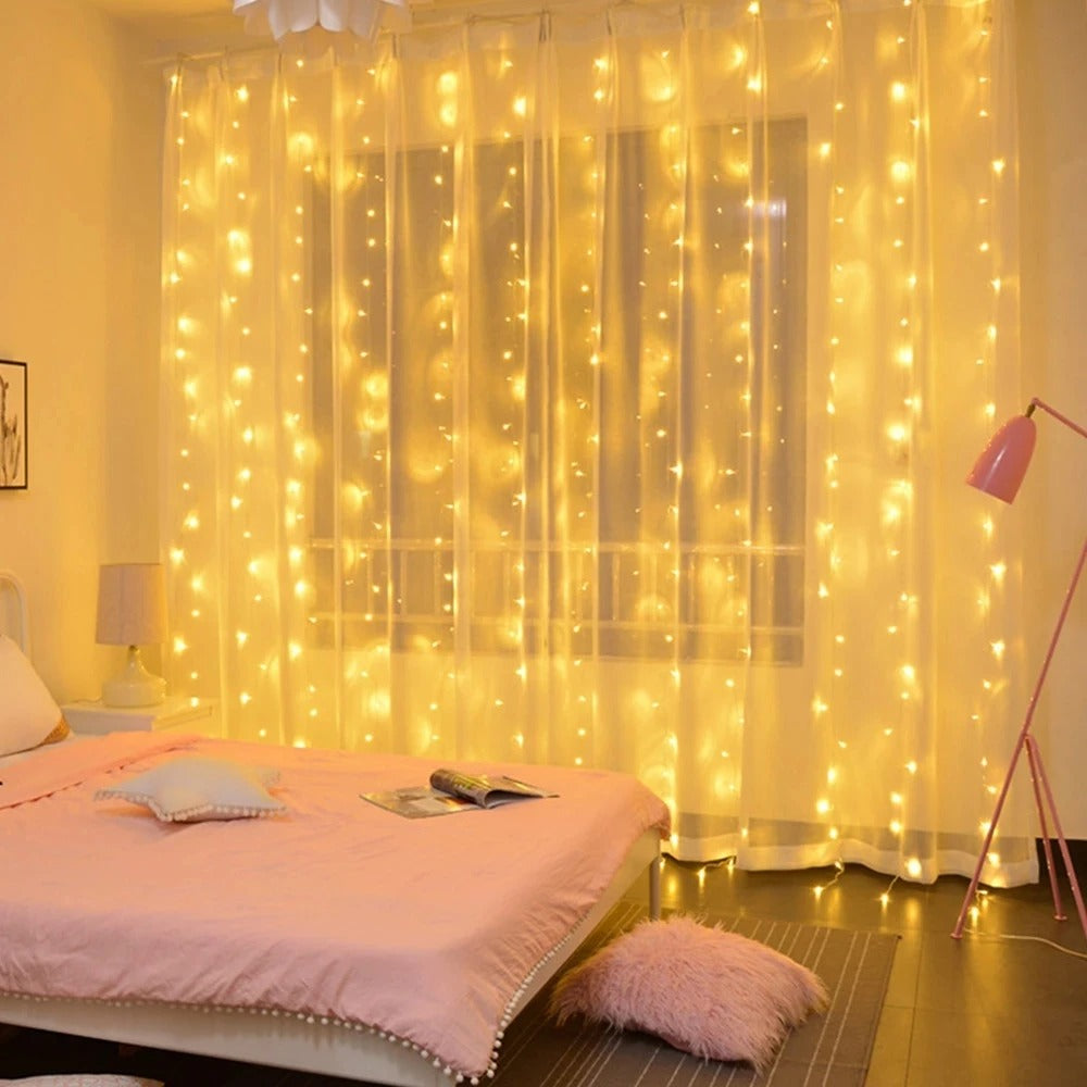 Christmas Lights Curtain Garland – Merry Christmas LED Fairy Light Decoration for Indoor Festive Display