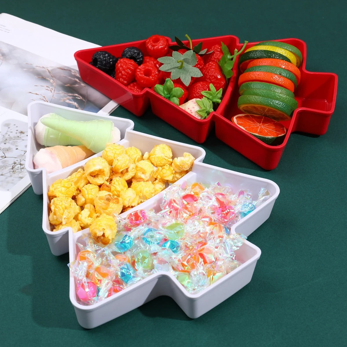 Christmas Tree Fruit Plate – Festive Party Serving Platter for Merry Christmas Celebrations