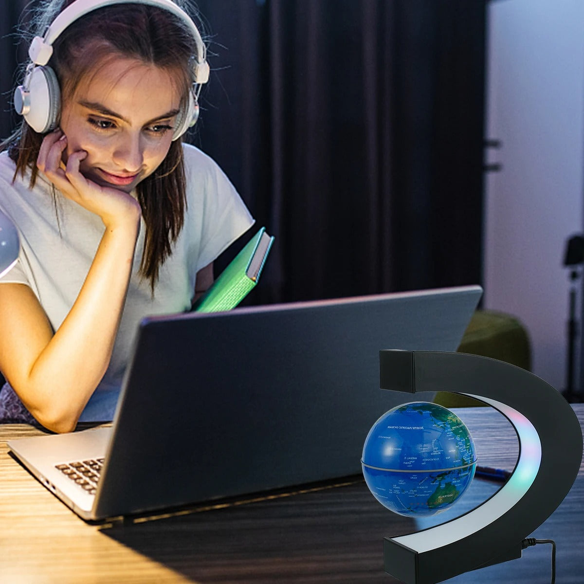 Magnetic Levitating Globe Lamp - Floating LED World Map Antigravity Desk Lamp for Home & Office Decor