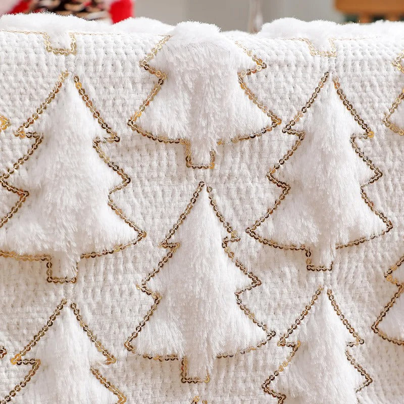 3D Green Christmas Tree Sequin Table Runner, Holiday Decor