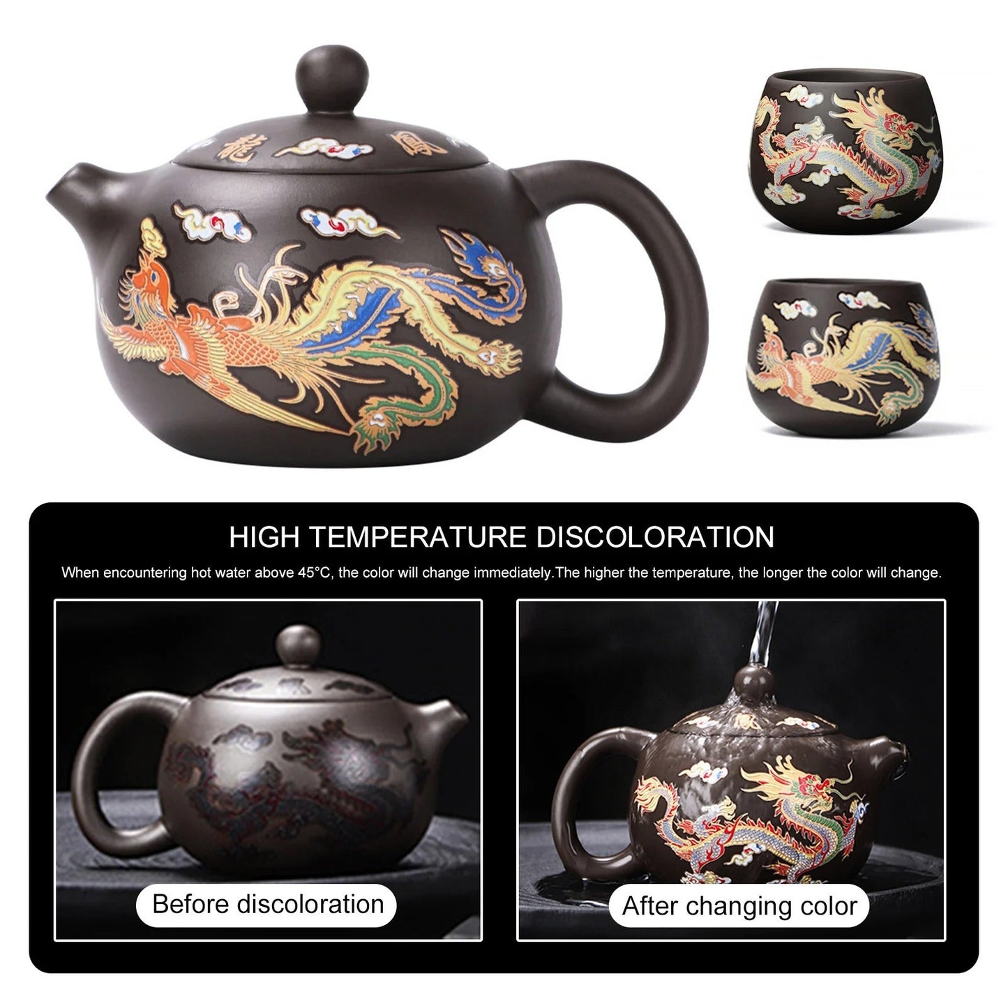 Dragons Colour-Changing Teapot – Magical Heat Sensitive Tea Set