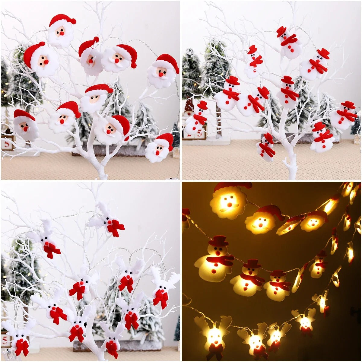 Snowman Christmas LED Garland String Lights – Festive Indoor Fairy Light Decoration for Home & Tree