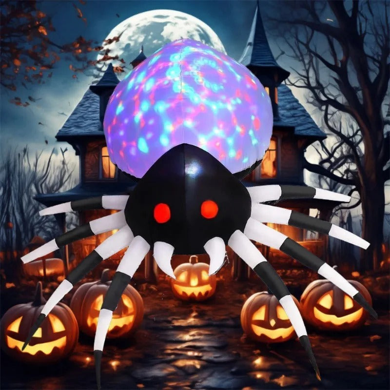 Halloween Inflatable Scary Spider with LED Lights – Luminous Atmosphere Decoration