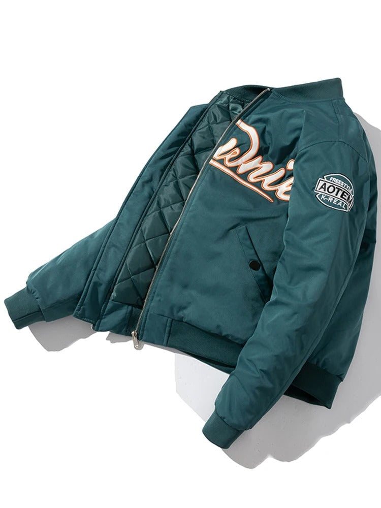 Embroidered Baseball Bomber Jacket - Korean Trendy Pilot Outerwear