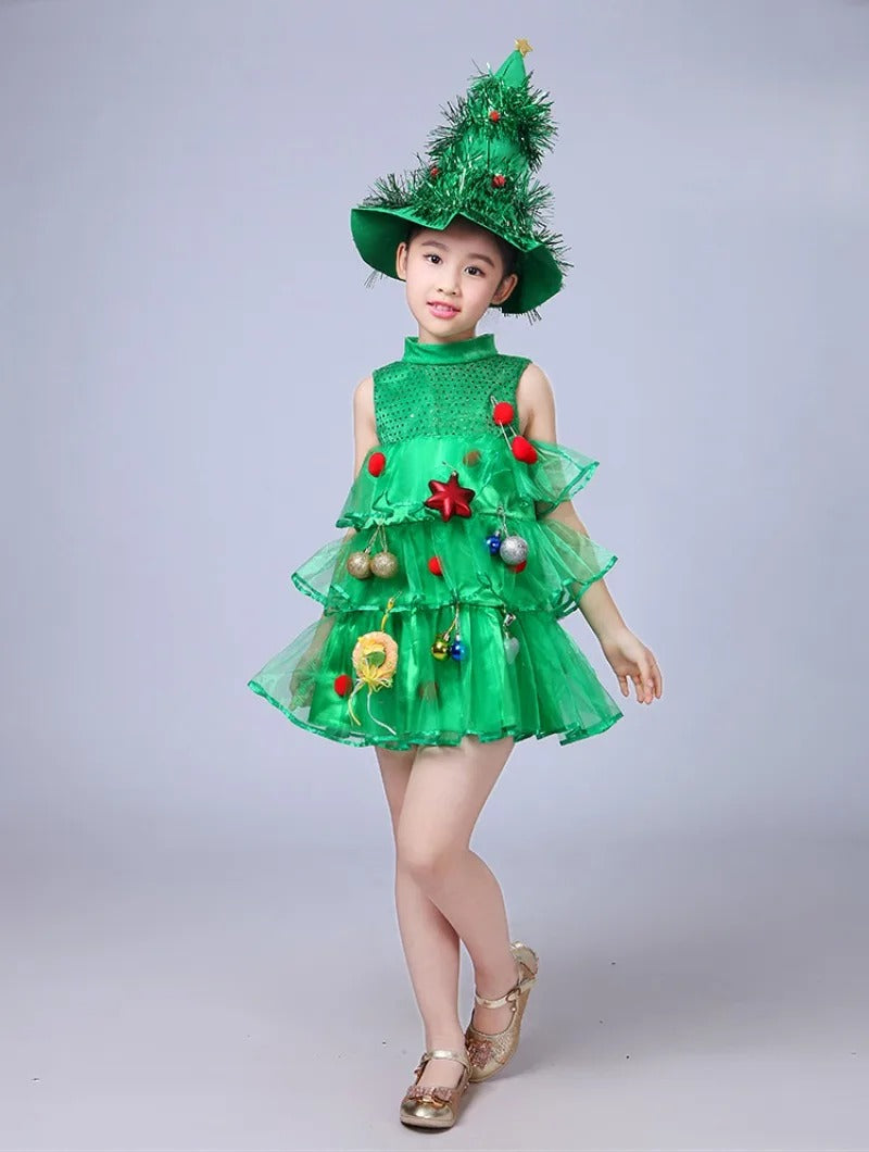 Green Christmas Tree Costume – Funny Festive Dress Up Outfit for Adults & Kids Party