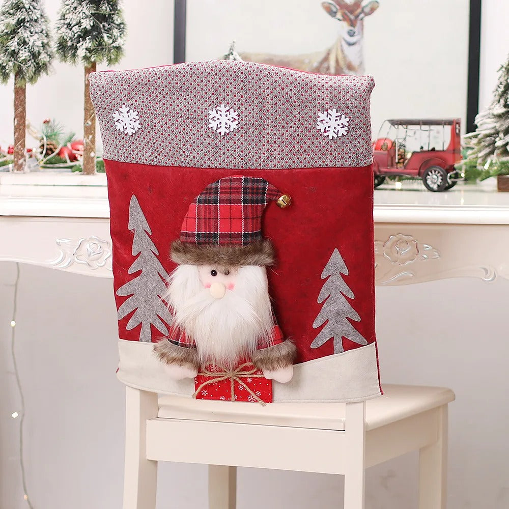 3D Cartoon Figurine Chair Cover Set – Faux Leather Seat Cushion & Back Cover for Home & Office