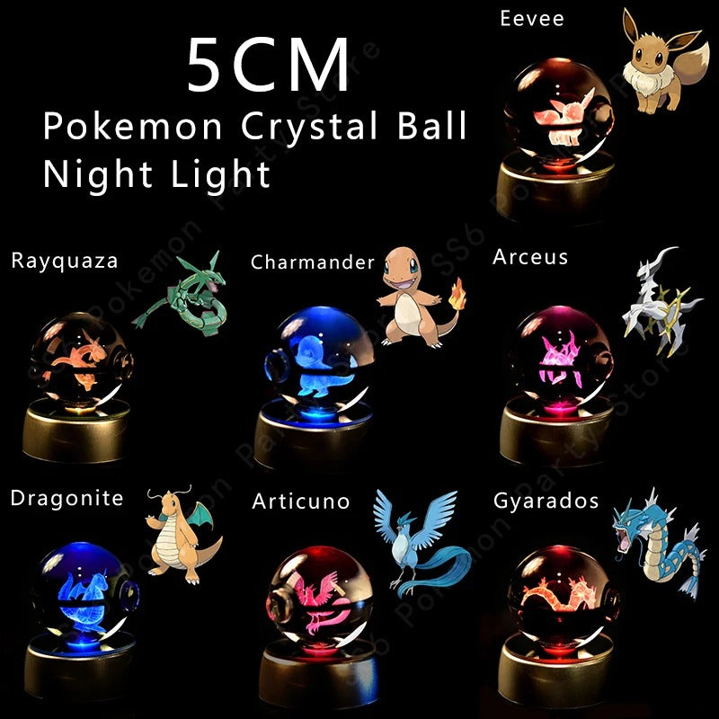 Pokémon 3D Crystal Ball Night Light with Colour-Changing LED Base