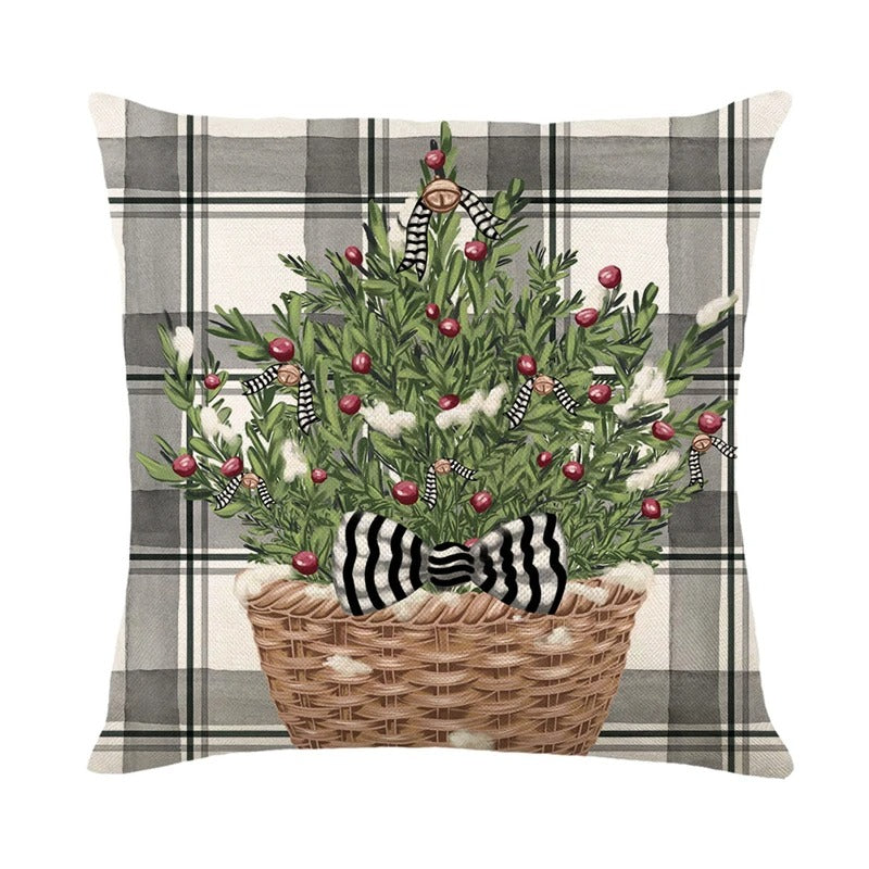 Linen Christmas Cushion Cover – Festive Pillow Case 45x45cm for Holiday Home Décor