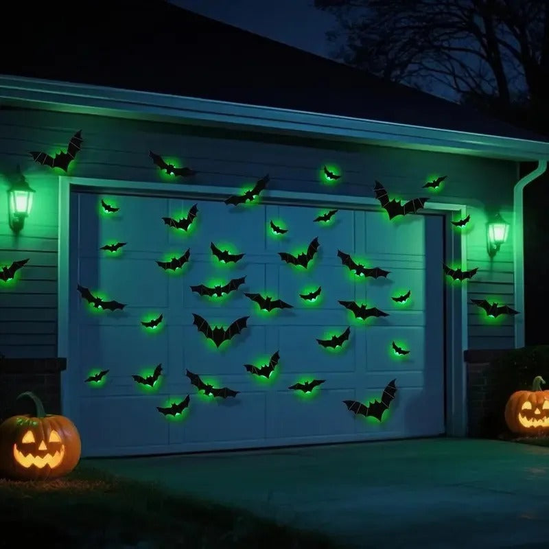 Halloween 3D Lighted Bats – Purple & Green LED Window & Wall Stickers