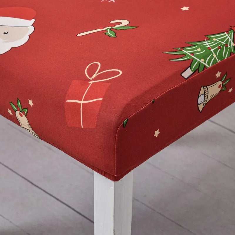 Christmas Dining Chair Covers – Stretch Seat Protector Slipcovers for Xmas Holiday Table Decor