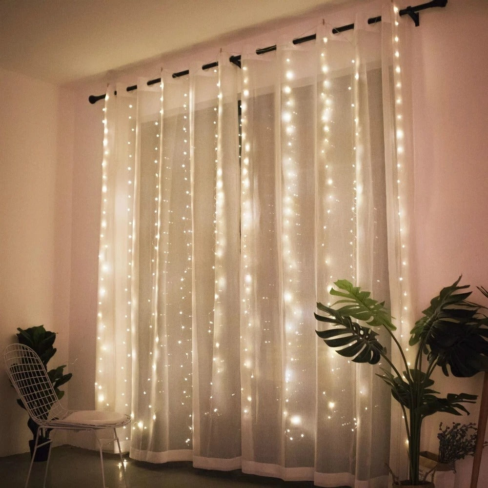 Christmas Lights Curtain Garland – Merry Christmas LED Fairy Light Decoration for Indoor Festive Display