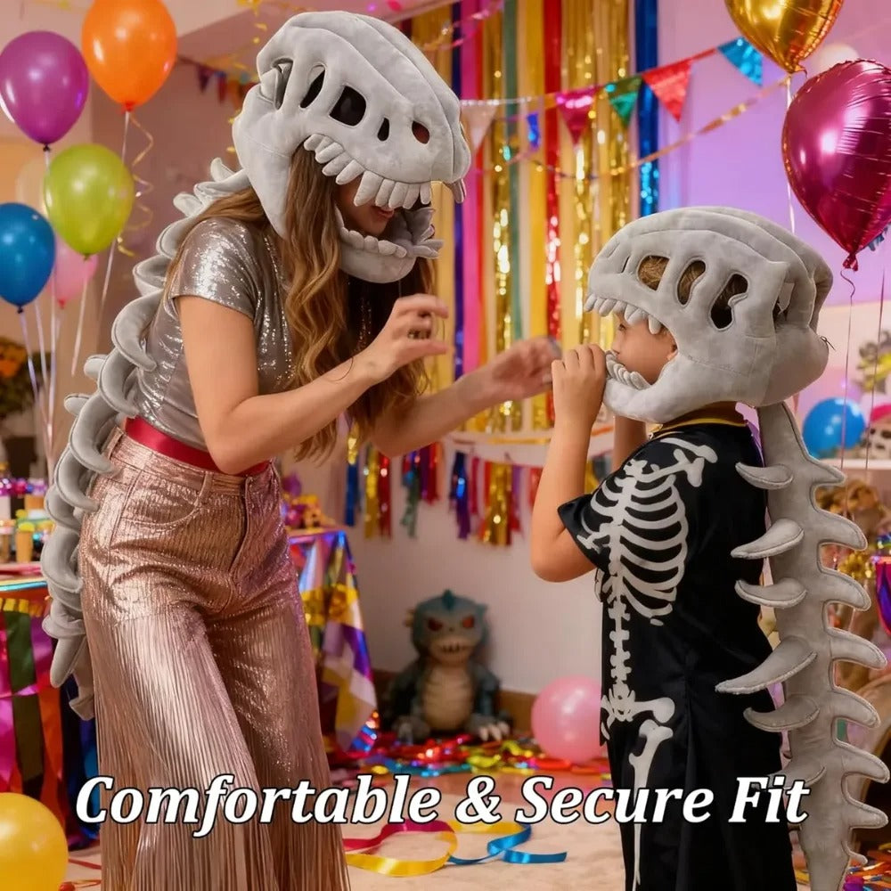 Dinosaur Skeleton Plush Headgear – Halloween Costume Accessory