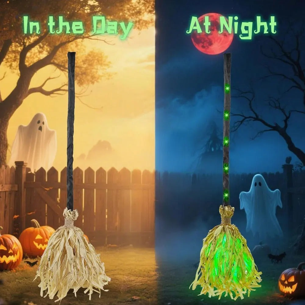 Floating Witch's Brooms – Animated Halloween Broomstick with Lights & Spooky Sounds