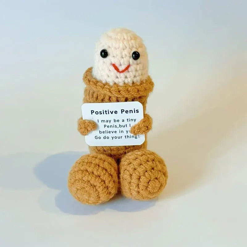Positive Crochet Doll – Funny Valentine's Day Gift with Card