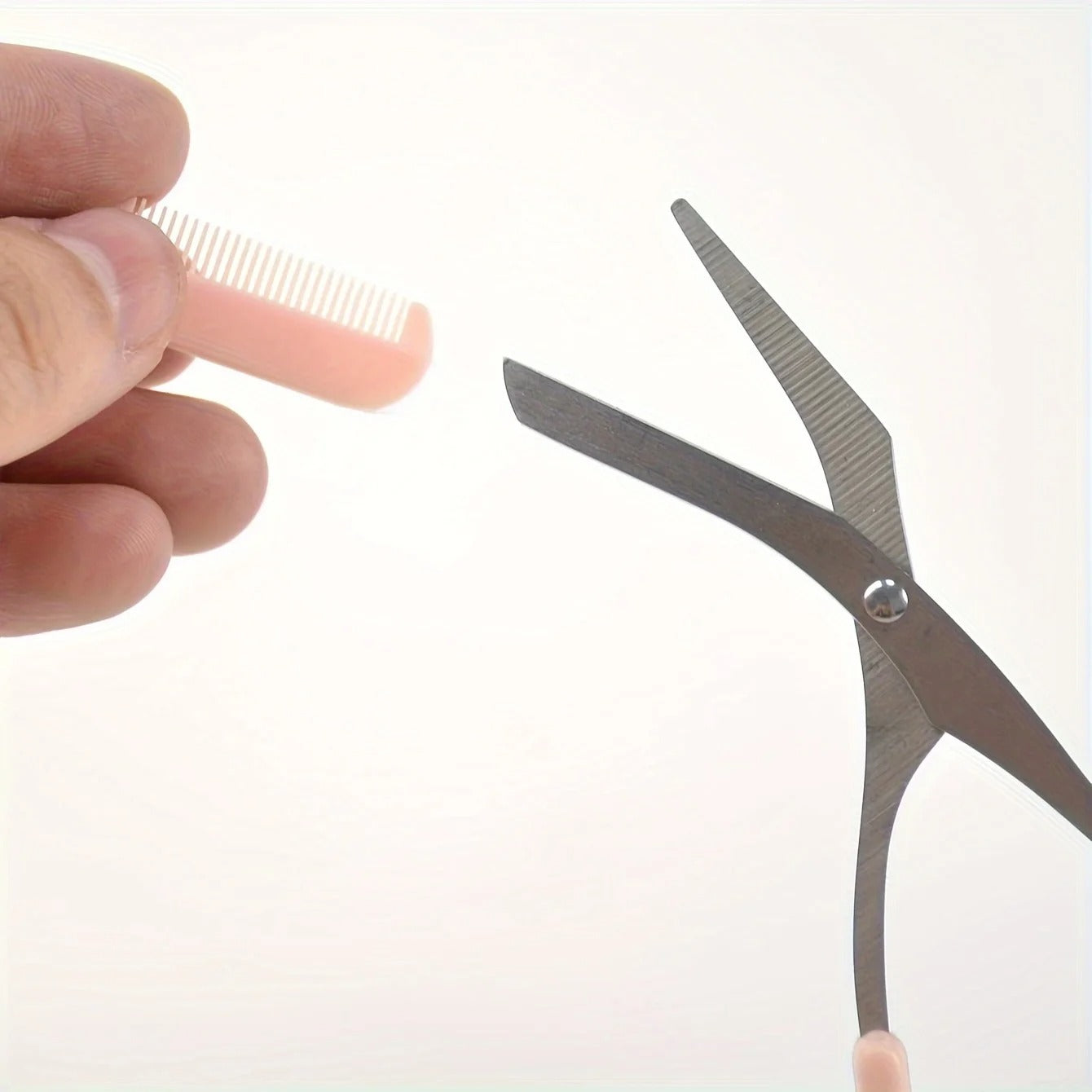 Pink Eyebrow Scissors with Built-In Comb – Stainless Steel Precision Grooming Tool