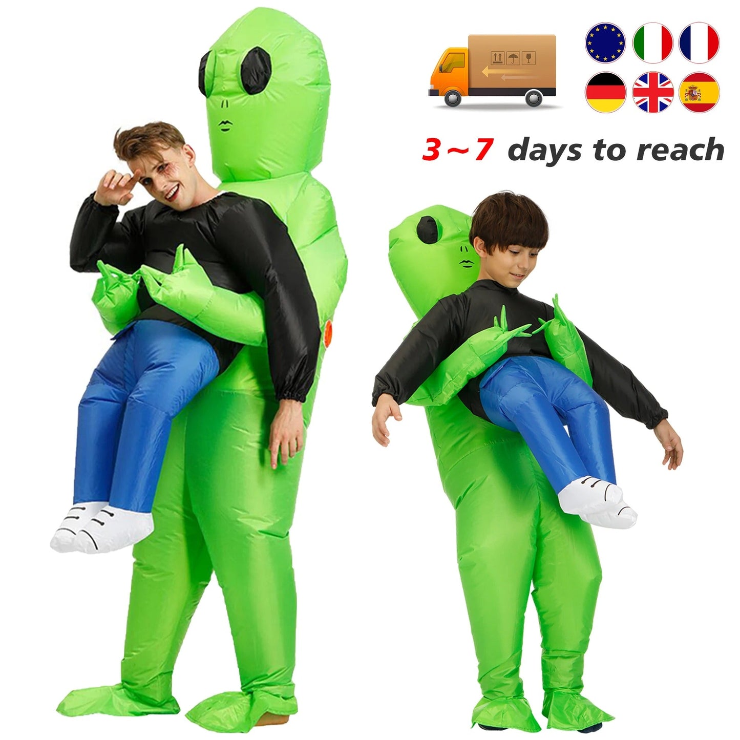 Inflatable Alien ET Costume – Giant Blow-Up Suit for Adults & Kids