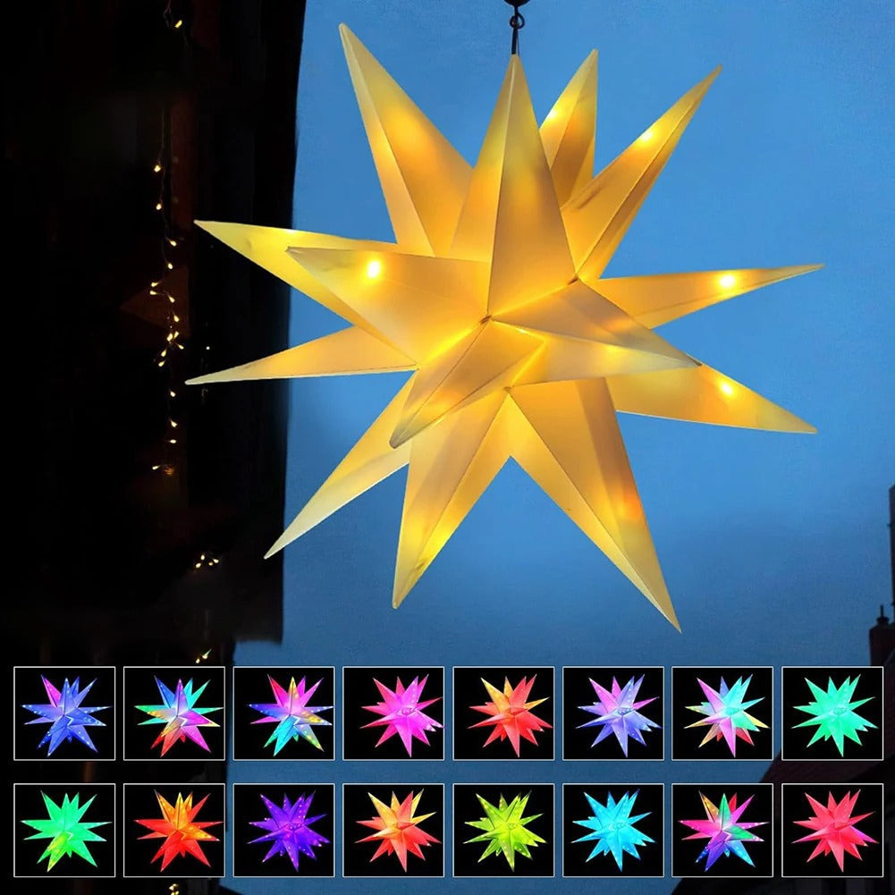 Christmas Tree Topper Star – Shiny LED Light with Bluetooth & USB Power for Festive Tree Decoration