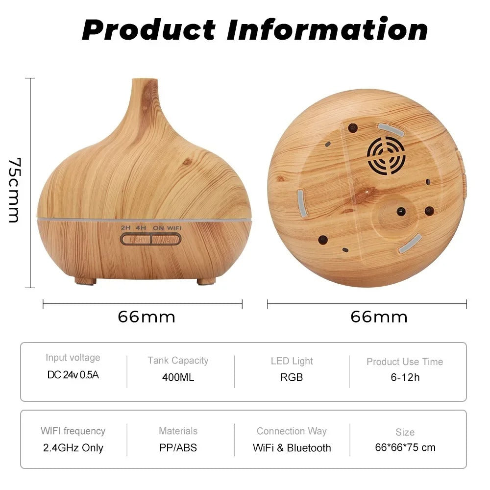 WiFi Smart 550ML Electric Aroma Diffuser & Essential Oil Air Humidifier