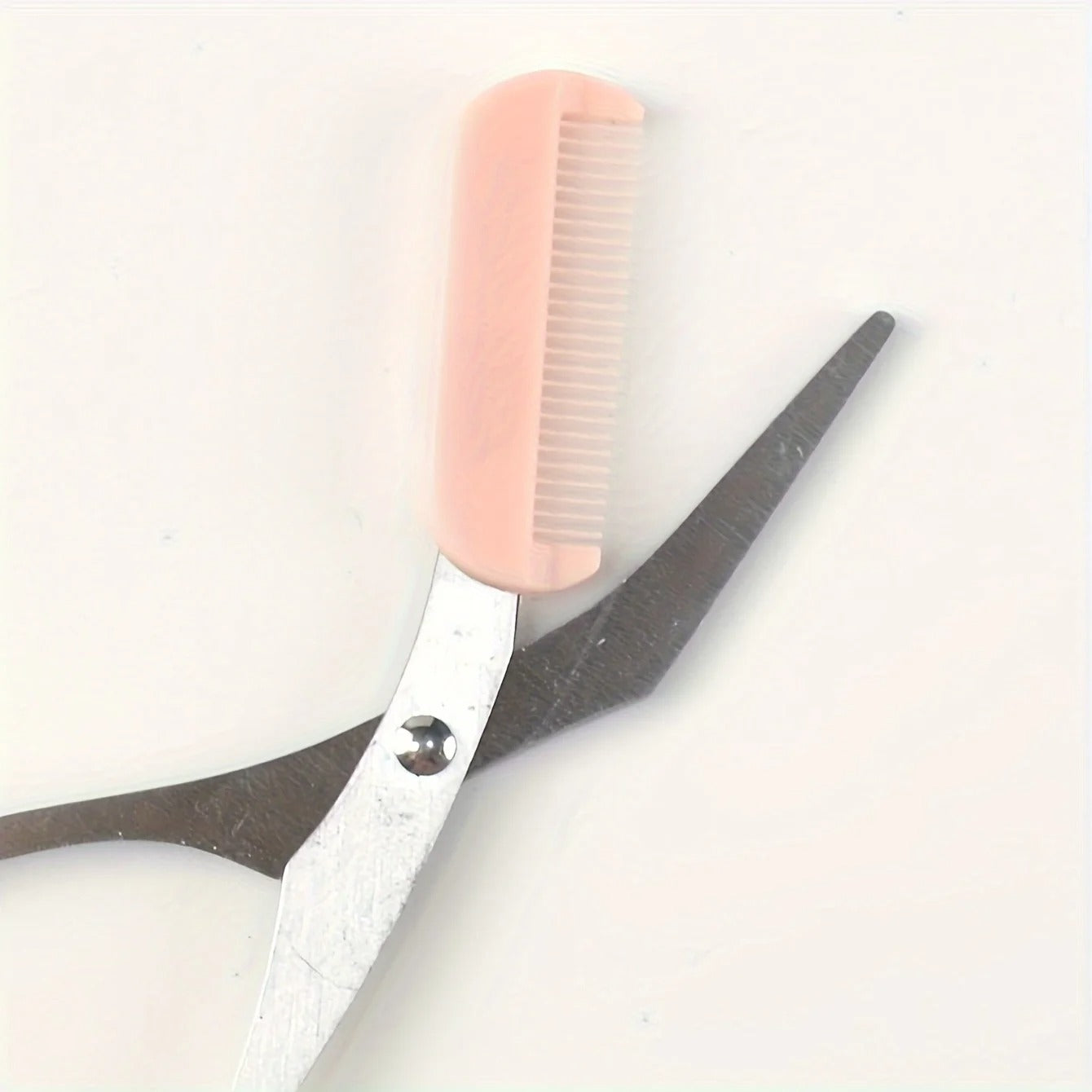 Pink Eyebrow Scissors with Built-In Comb – Stainless Steel Precision Grooming Tool