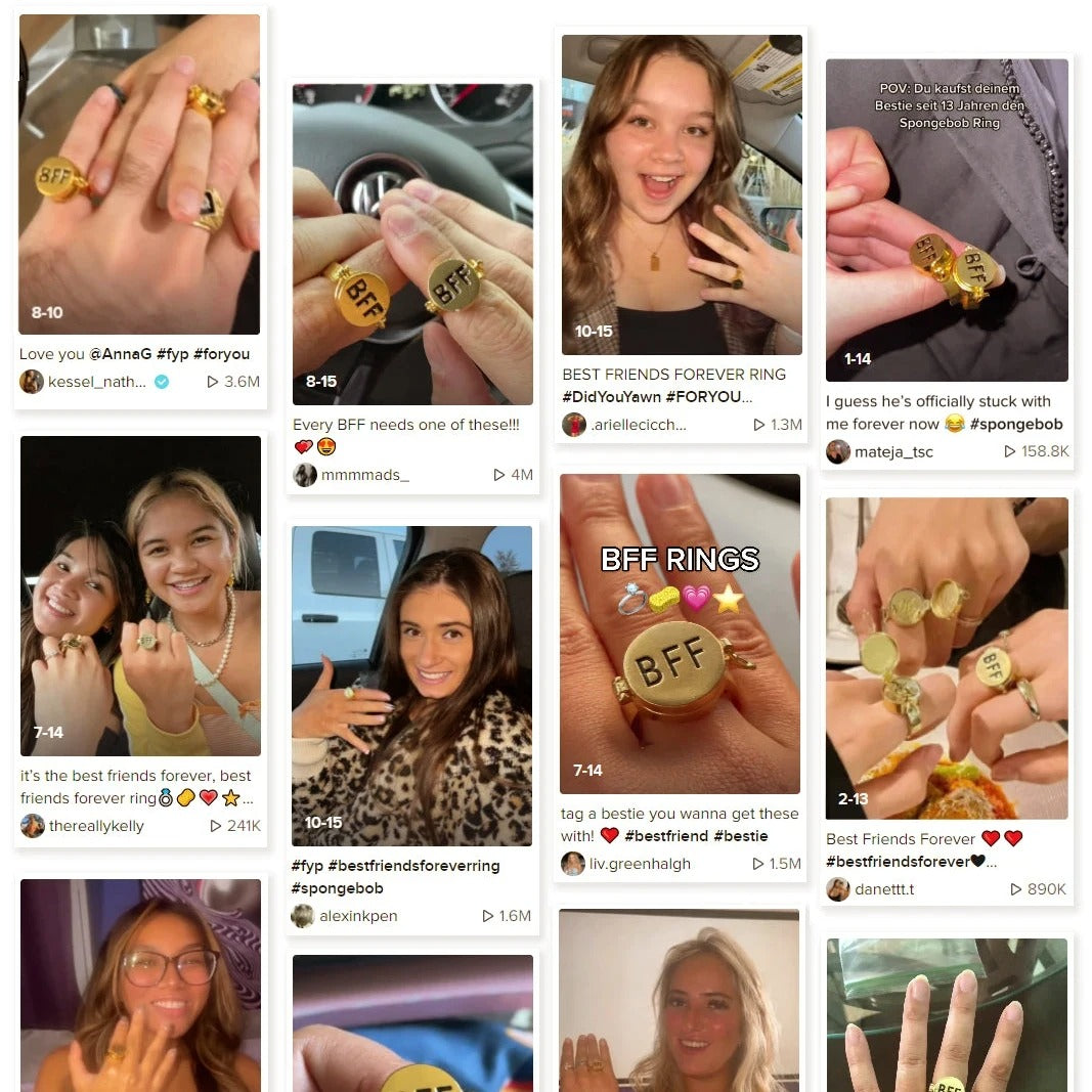 Spinner BFF Matching Friendship Rings – Rotating Open Band Forever Best Friend Rings