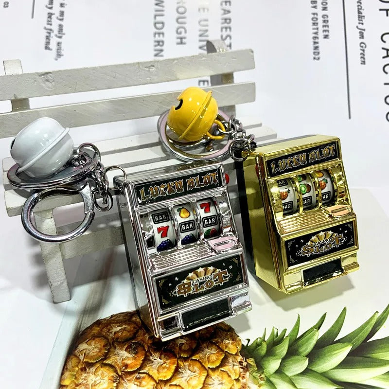 Mini Slot Machine Keychain – Novelty Lucky Charm Keyring Toy for Adults & Gambling Enthusiasts - QuirkyFindsHub